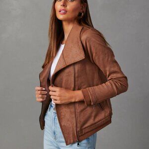 Slick Faux Leather Moto Jacket